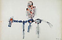 UGO GUARINO, Horse and Rider, watercolour